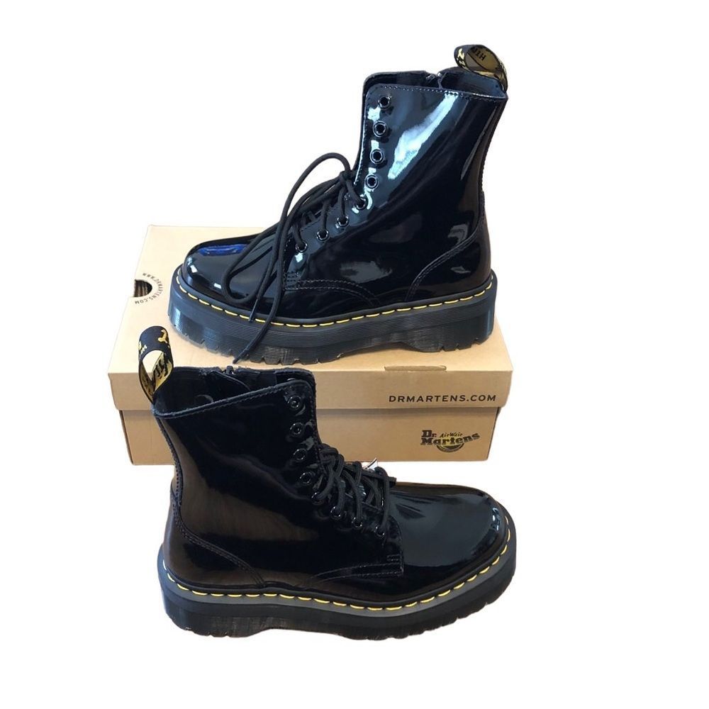 DR MARTENS JADON black glossy PLATFORM boots booties shoes women’s 9 new - Picture 6 of 6